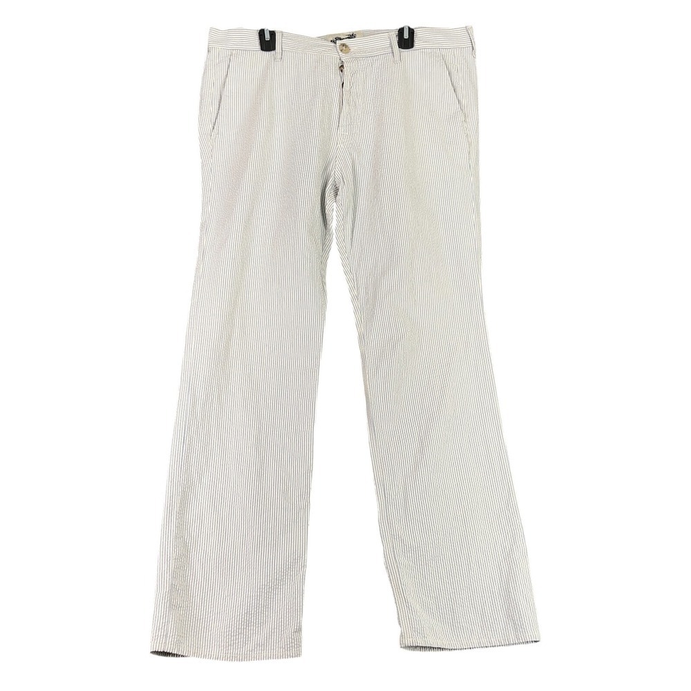 7 For All Mankind Pants Mens 38 Made USA Seersucker Button‎ Fly Retro Workwear